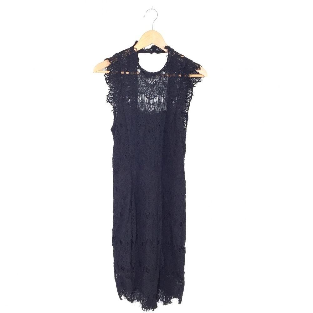 Free People Black Daydream Lace Mini Dress M - Picture 7 of 14